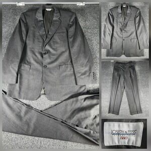Joseph & Feiss International Trio Gray Wool 2 Piece Suit Mens Size 44L Wst 36x32